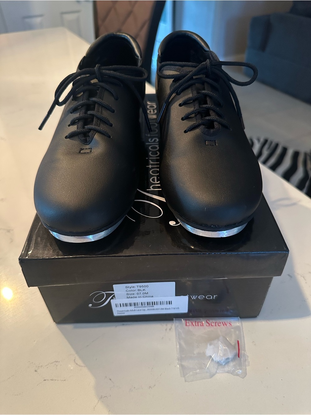 Theatricals Women’s Black Lace-Up Tap Oxfords